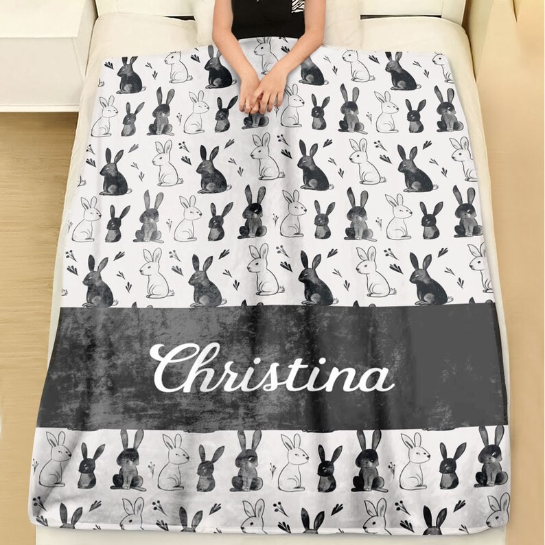 Bunny Lover Baby Blanket Personalized Custom Name Gift