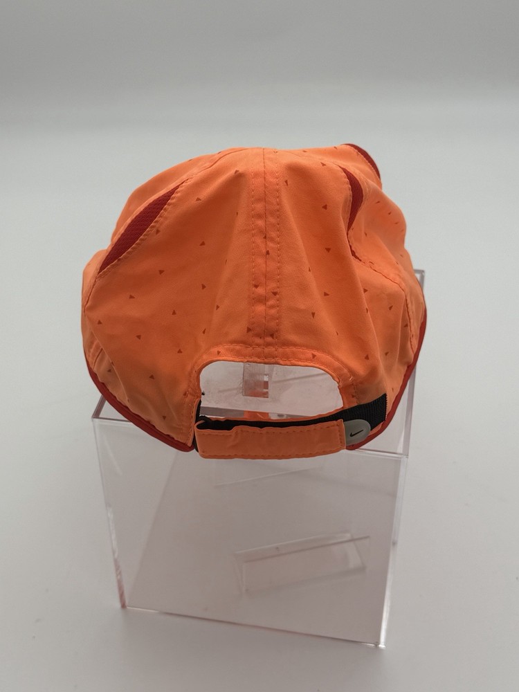 Nike Featherlight RUN Dri-Fit Hat Orange Triangle Pattern Adjustable Running Cap