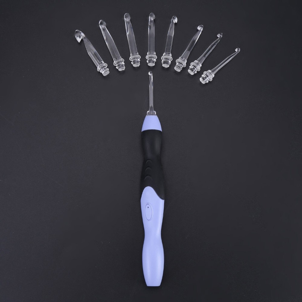 USB Rechargeable LED Light Up Crochet Hook Set Knitting Tool with Replaceable