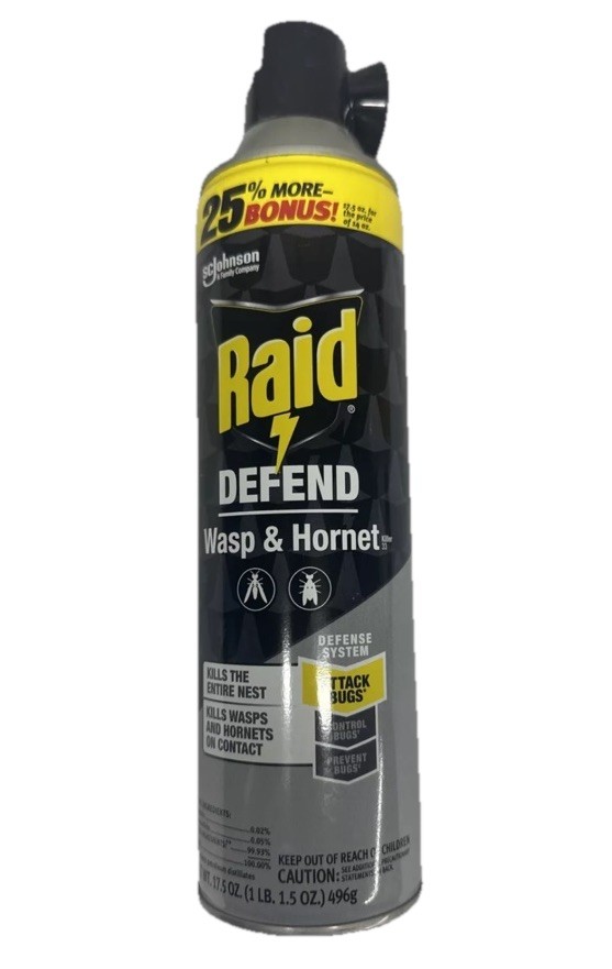 Raid Defend Wasp & Hornet Killer  Spray Attack Bugs 14oz  NEW