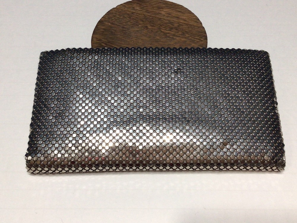 Whitting And Davis Silver Mesh Check Book Wallet