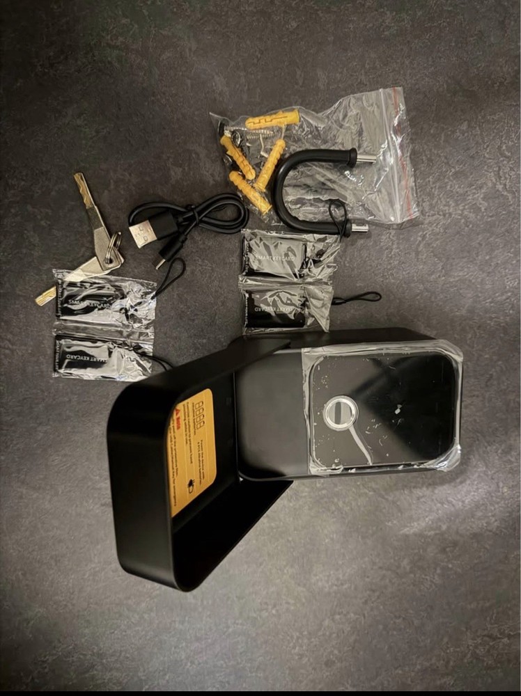 Black Smart Key Safe Box Fingerprint Passcode App Access Card Manual Key Unlock