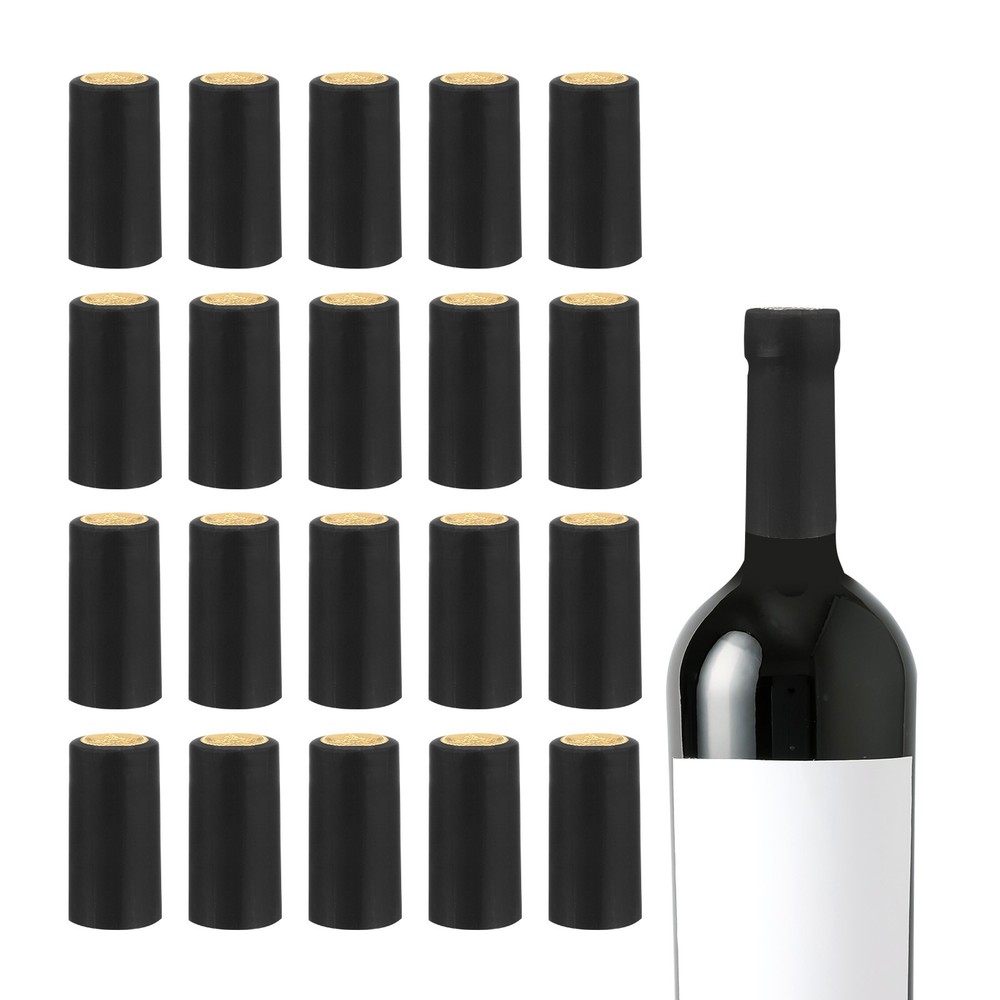 150Pcs PVC Heat Shrink Capsules Wine Bottle Sealer Wrap Caps 30x60mm Black