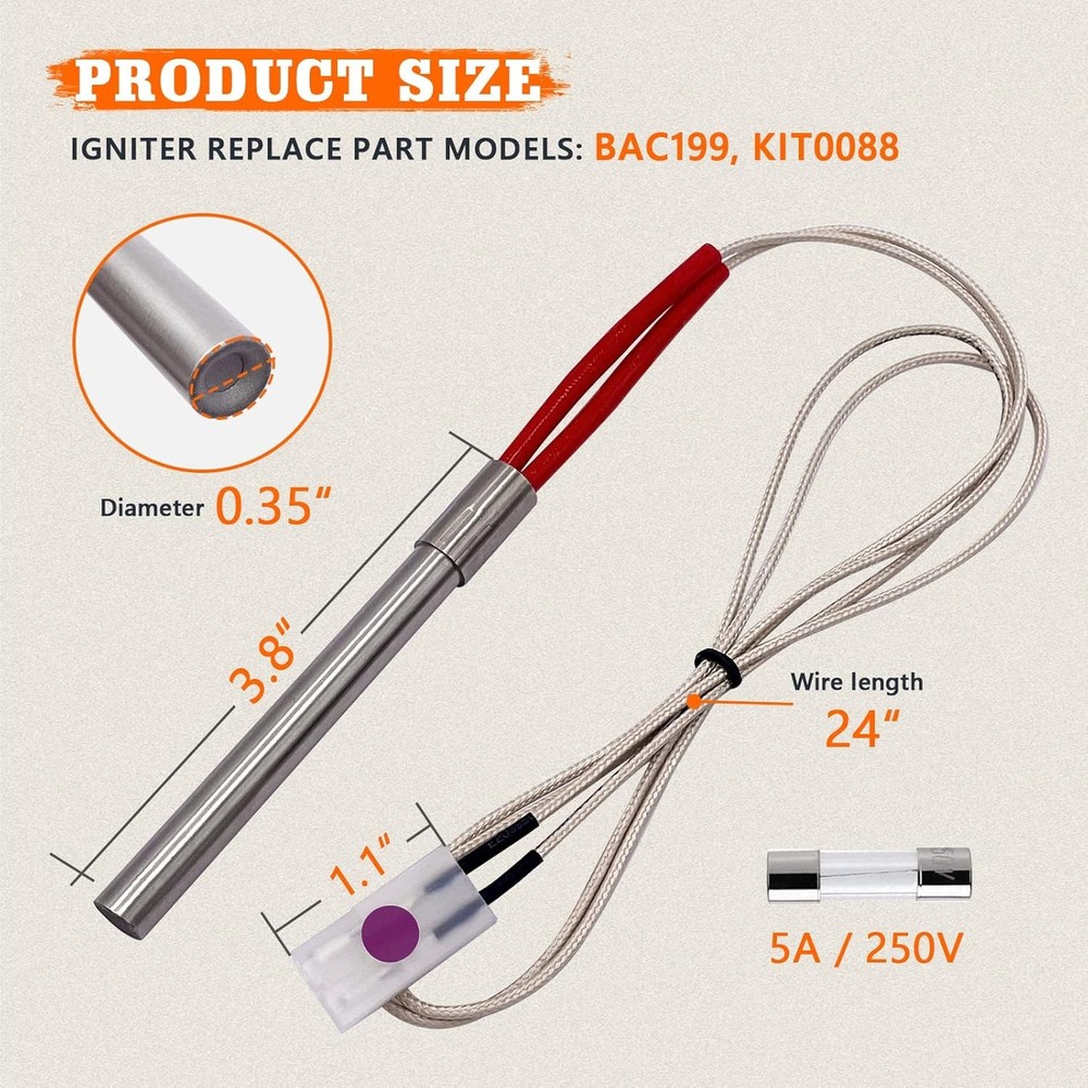 2 Pack Upgraded Pellet Grill Igniter Replacement for 2