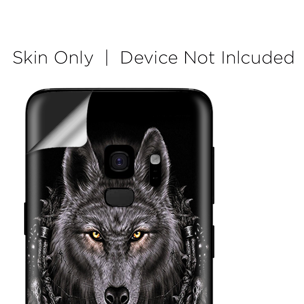 Samsung Galaxy S9 Skins Wrap - Wolf dreamcatcher back white