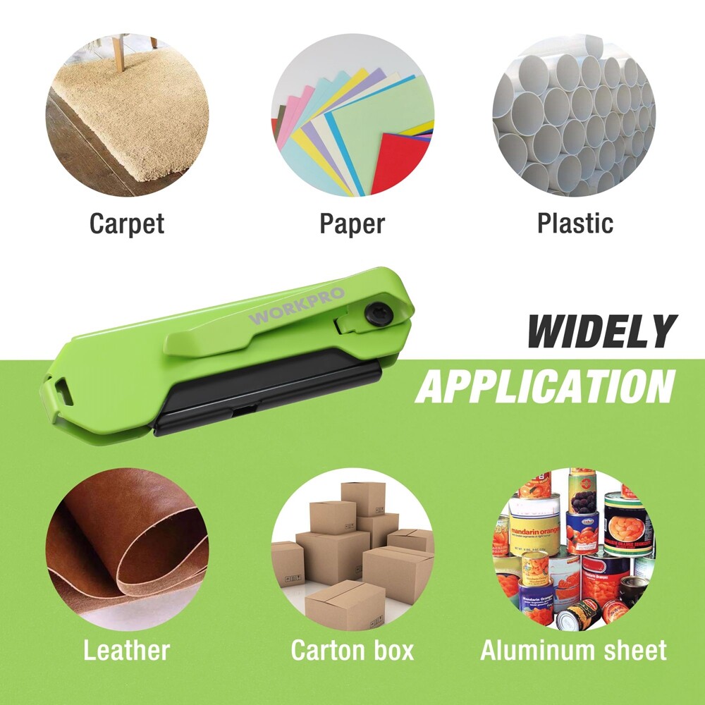 WORKPRO 2PC Mini Folding Utility Knife Box Cutter Quick Change Blade Razor Knife