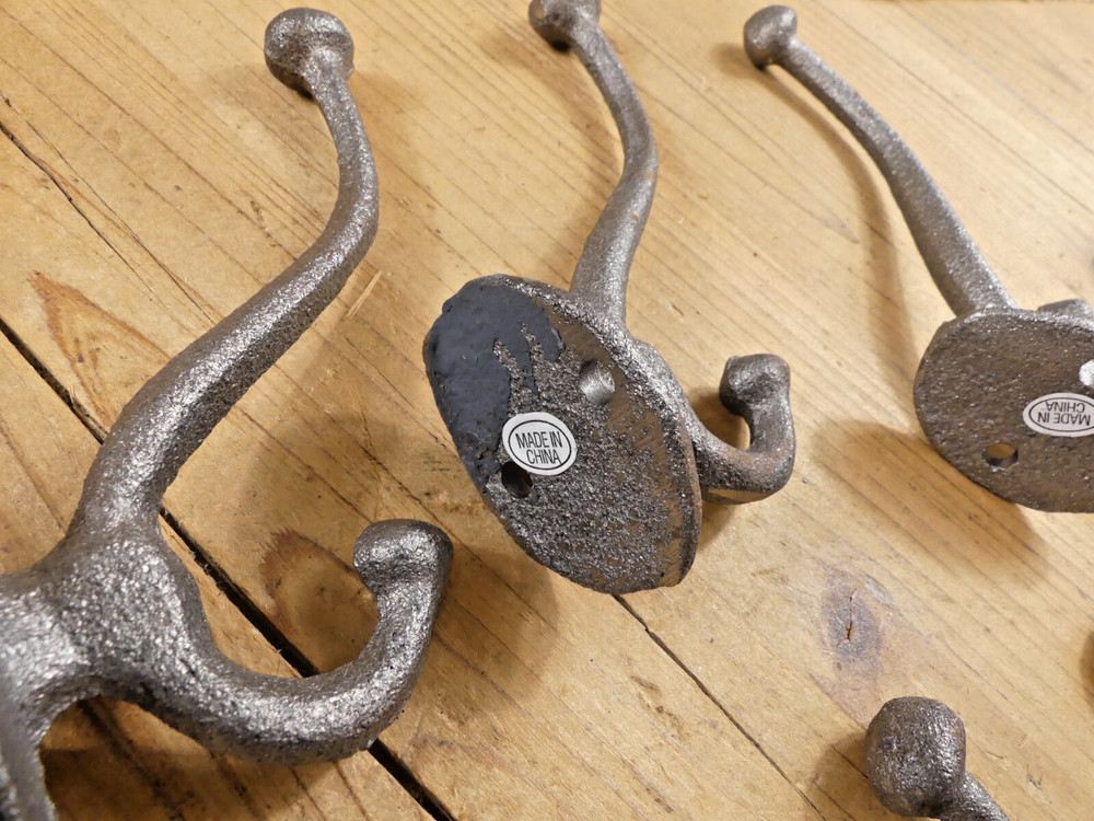 20 Cast Iron School Style Coat Hooks Hat Hook Rack Hall Tree Acorn *READ RUST*
