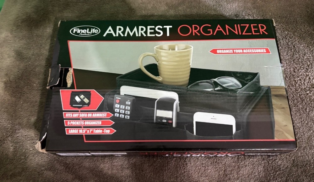 FineLife Armrest Organizer – Sofa & Couch Storage Caddy – New in Box