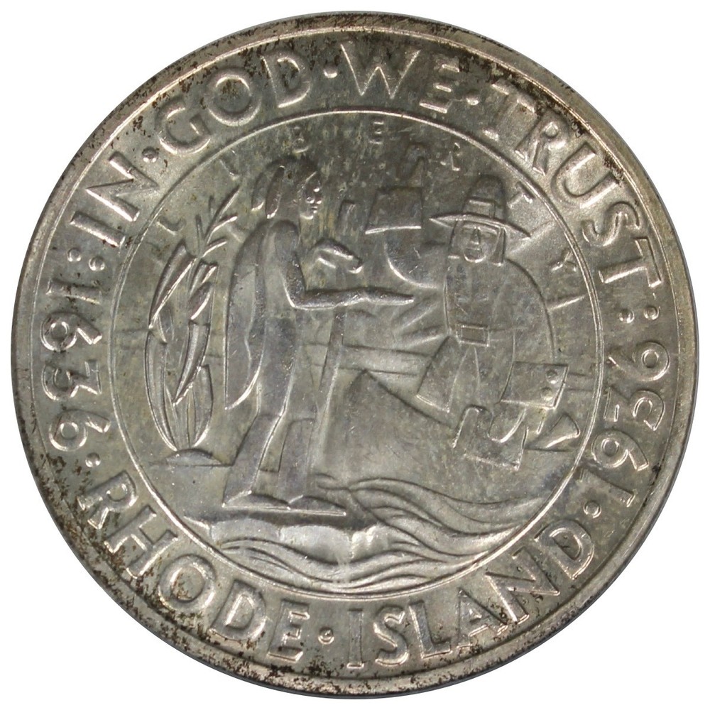 1936 Rhode Island Commemorative Half Dollar PCGS MS66 Chipped Corner