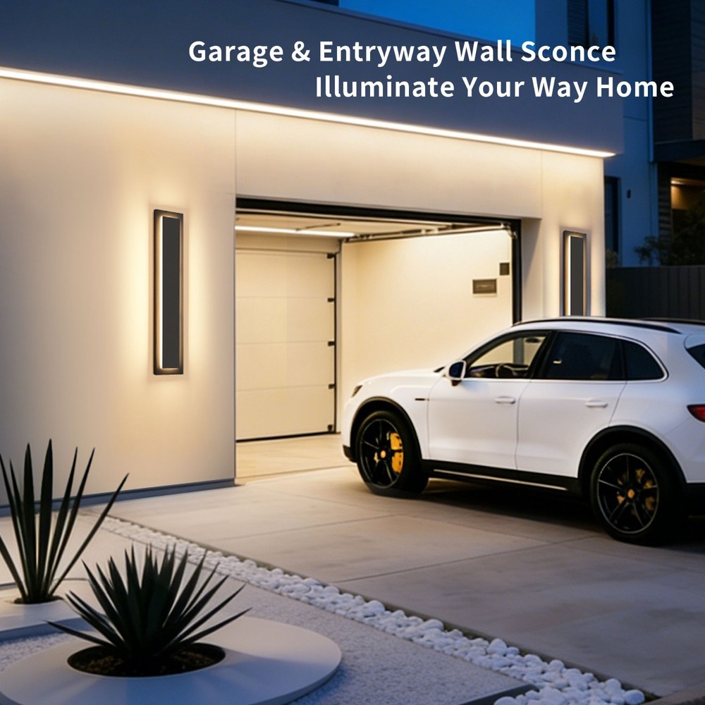 2-Pack 23.6 in. Black Wall Light