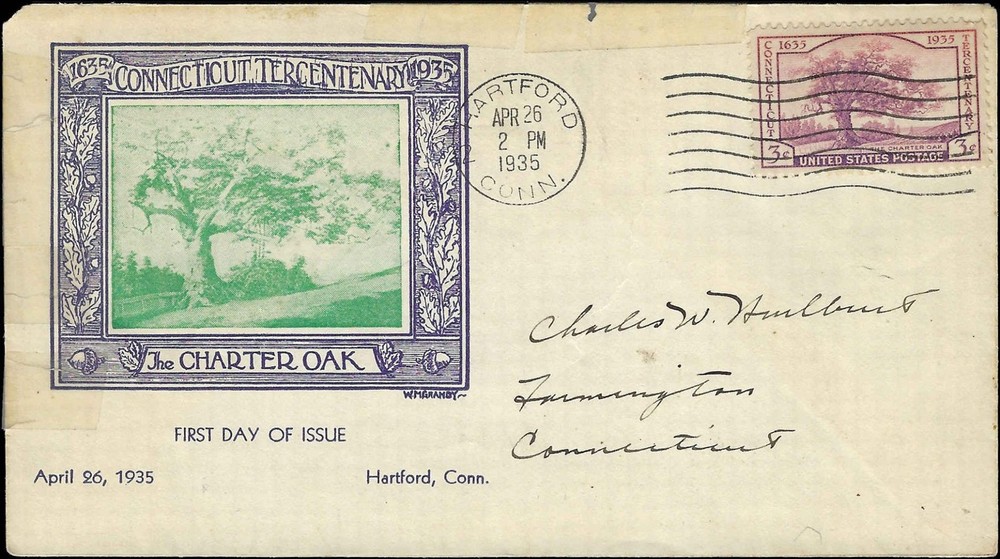 c1935 - #772  Connecticut Grandy Cachet First Day Cover