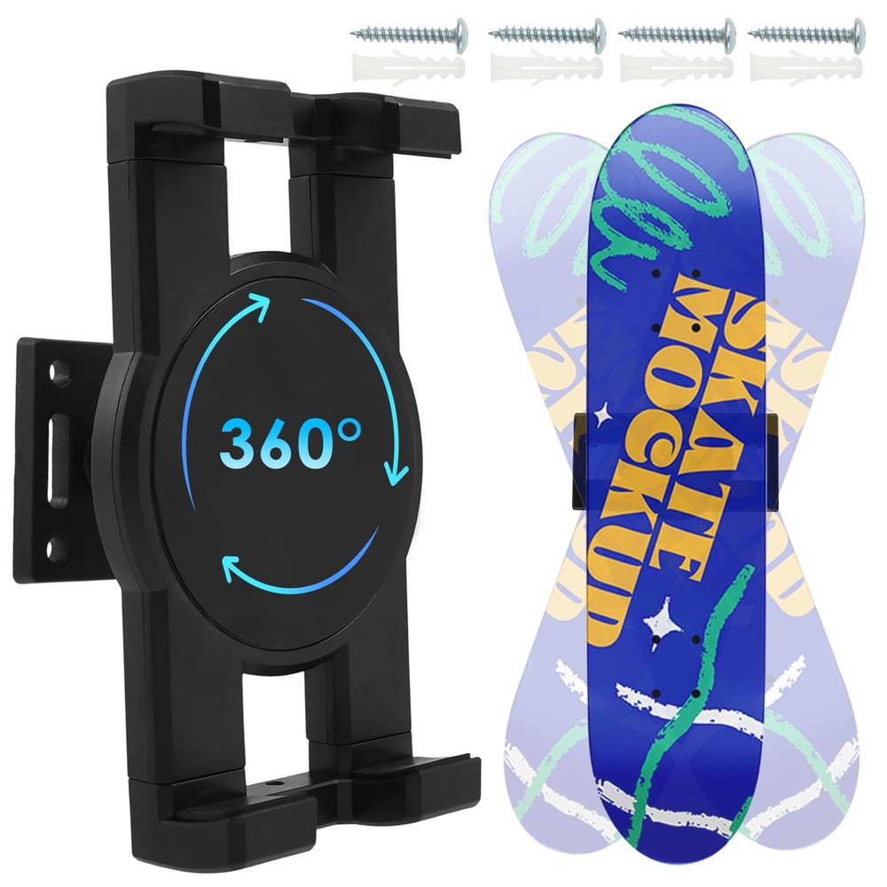 Skateboard Wall Mount 360° Rotating Skateboard Decks Wall Mount, Extending an...