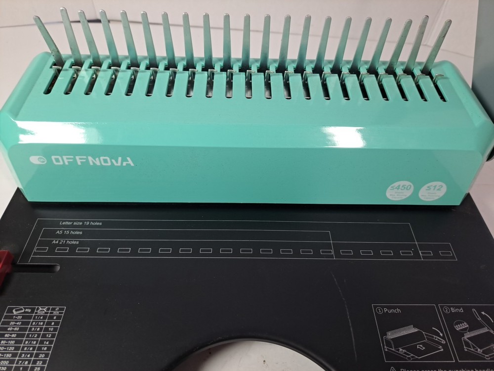 Offnova Binding Machine, A4 21-Hole 450 Sheets Paper Comb Puncher Machine