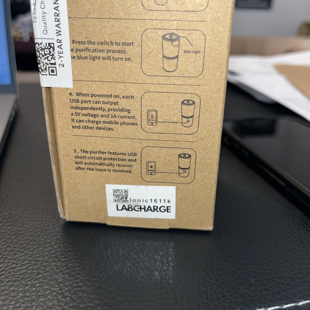 Lab Charge Air Purifier, Ionic1611k, Micro Input 5V 1000mA (1 Unit)