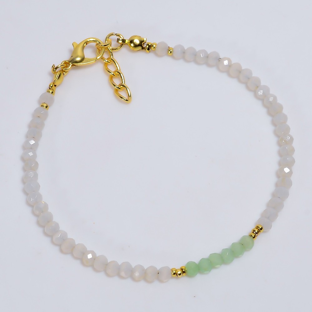 Multi Chalcedony Statement Bracelet - Boho Ethnic Jewelry q625
