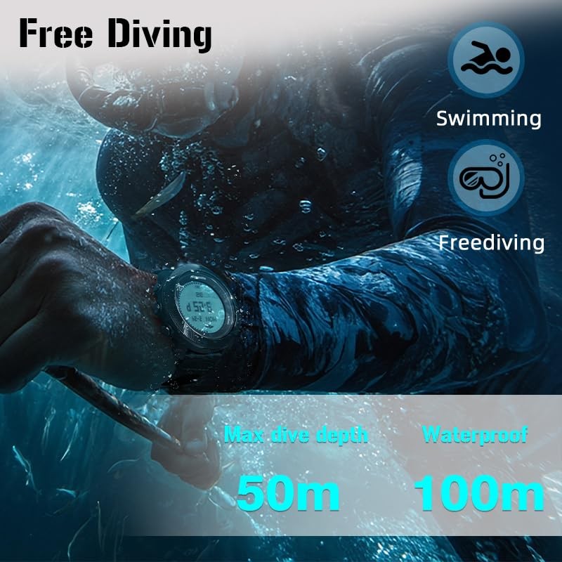 NORTH EDGE Apache D Dive Watch for Men 50M Free Dive Computer, Digital