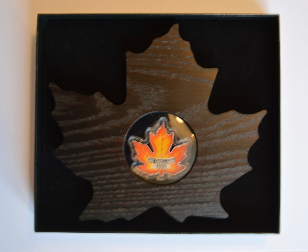 2016 Canada $20 Coloured Maple Leaf Silver Coin COA + BOX