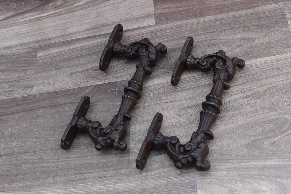Victorian Handmade iron dragon door cabinet screen handles Knob pull rustic 2 pc