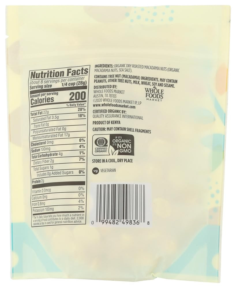 , Organic Macadamia Nuts, 8 Ounce