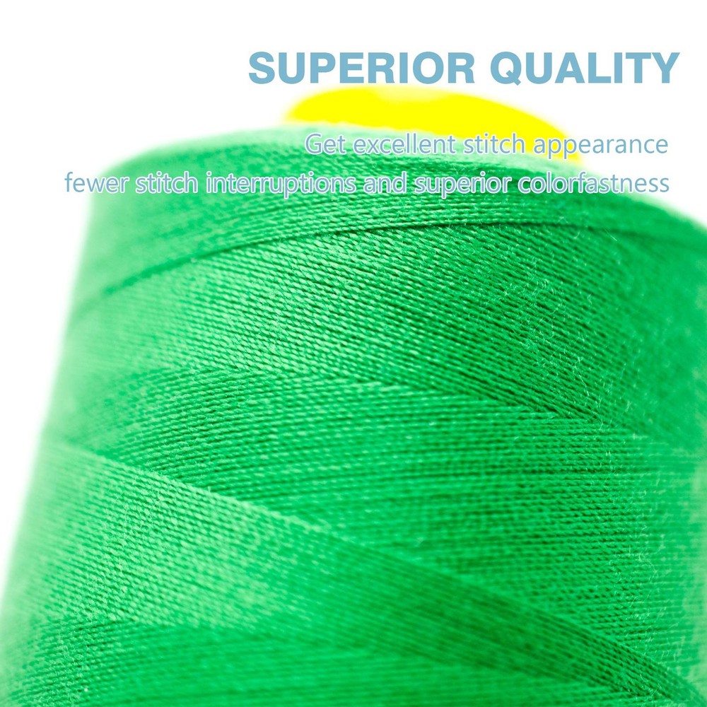 Green Serger Thread All Purpose Polyester 4 Cones 3000 Yards Each Spool