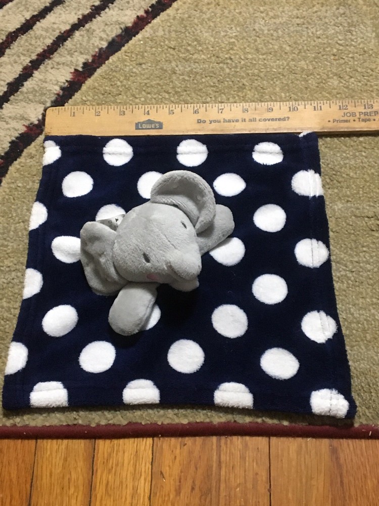 INF INC Gray Elephant Navy With White Dots Security Blanket