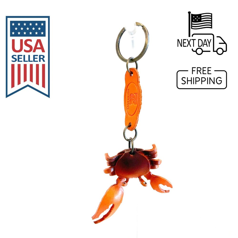 Crab Handmade Leather Keyring #1