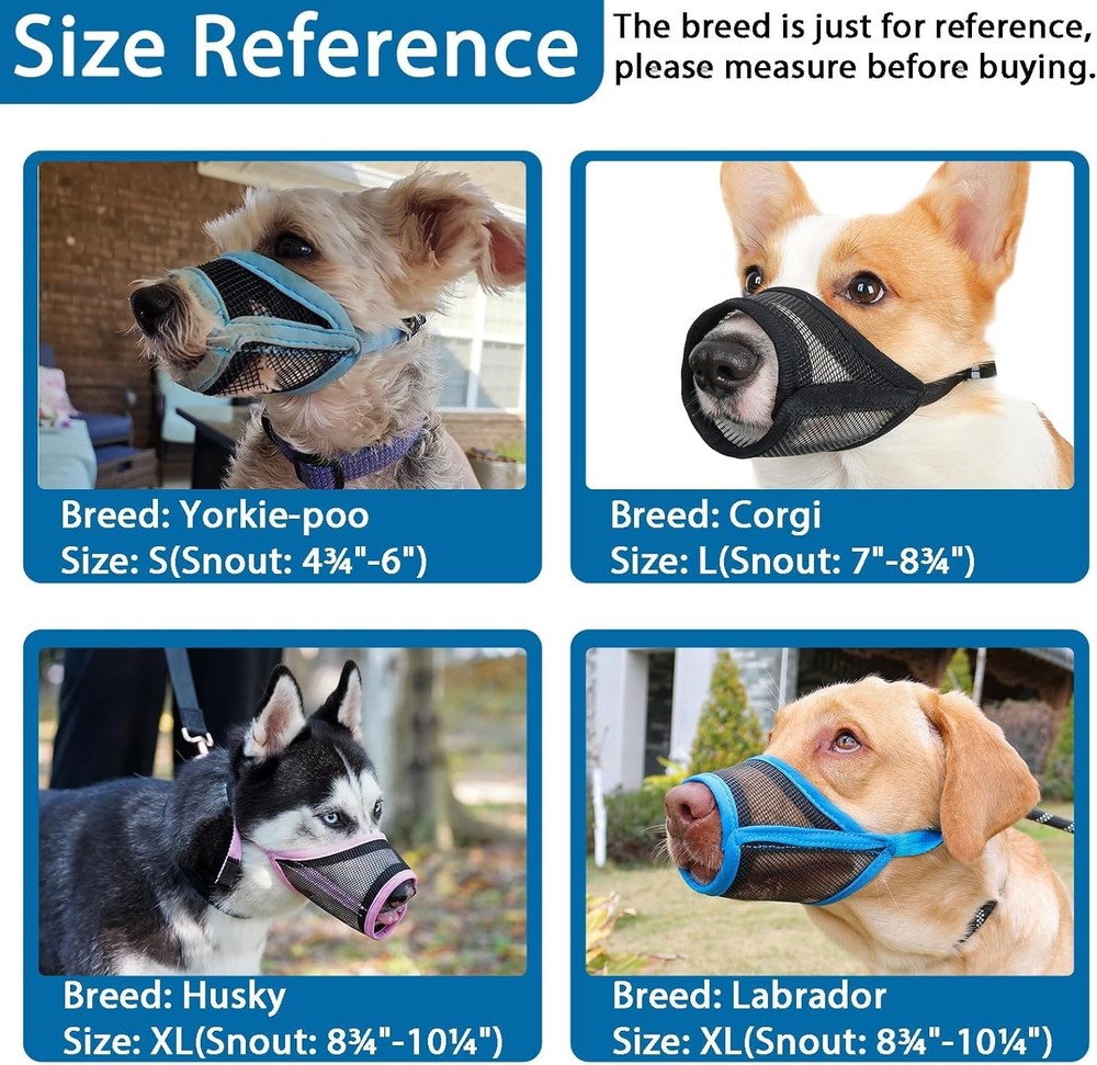 Dog Muzzle Mesh Muzzle Small Medium Dogs Soft Mouth Cover to Prevent Biting