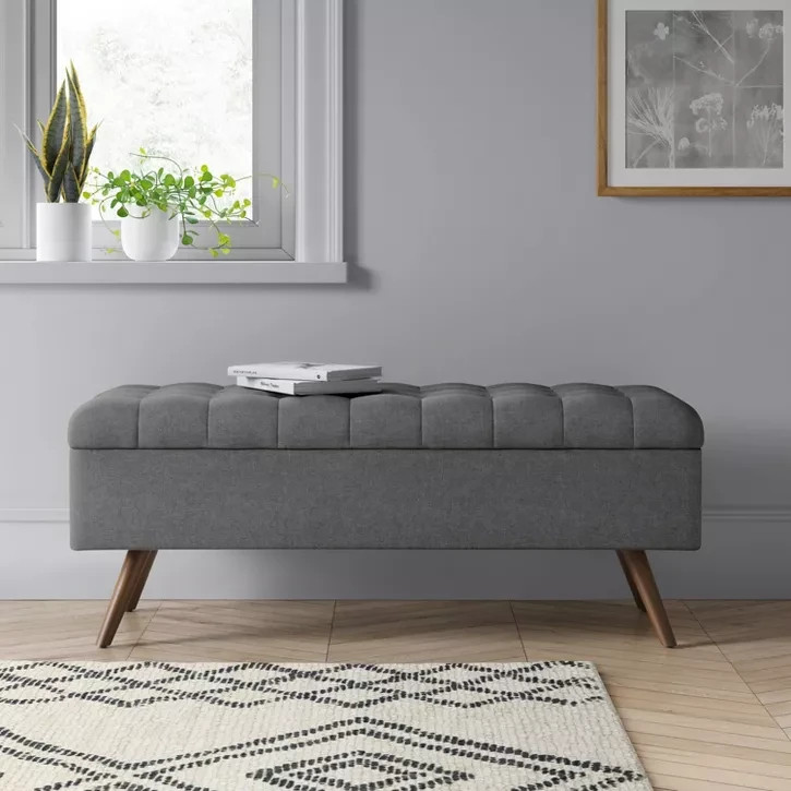 Arthur Tufted Storage Bench Gray - Threshold