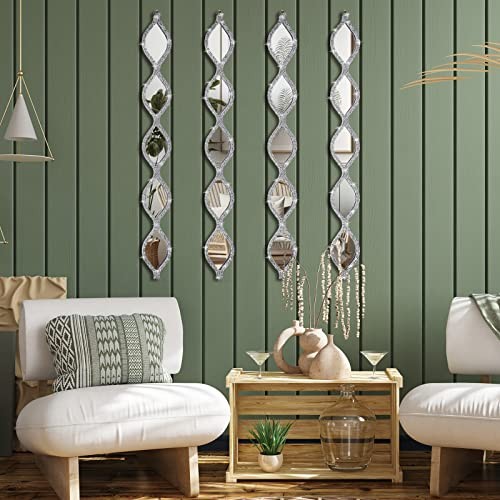Teardrop Mirror Wall Decor Decorative Mirror Rustic Crush Diamond 4 Silver