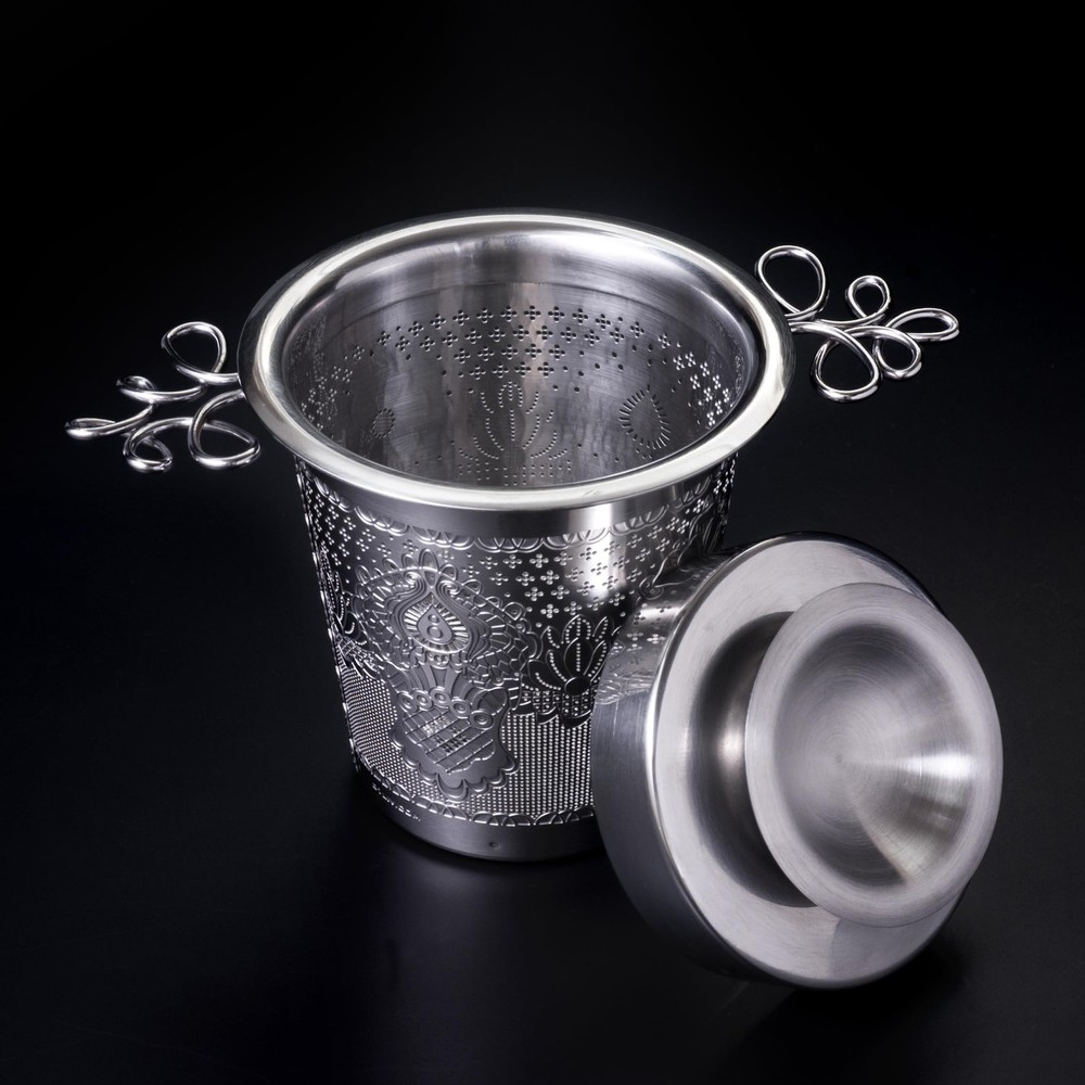 Luxury Tea Strainer Set - Stainless Steel Infuser with Diamond Patterns, Crys...