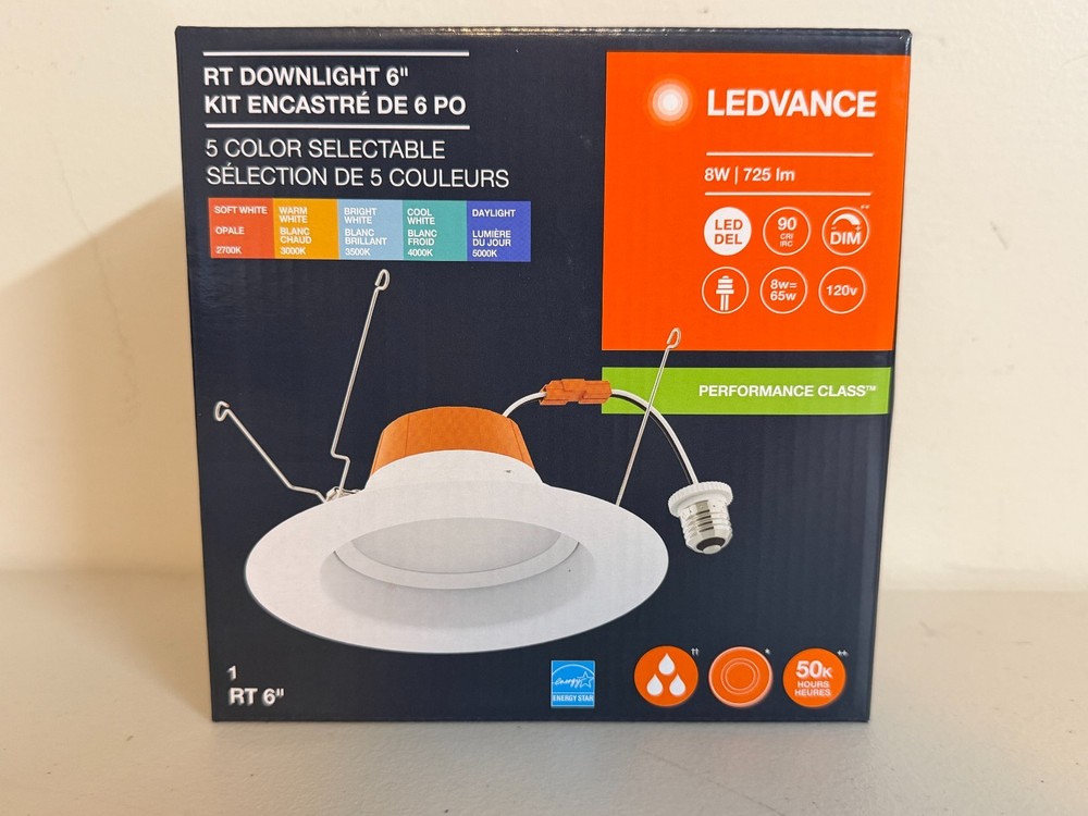 6X Sylvania Ledvance 6" Rt Downlight Kit 62868 Dimmable 5 Color Selectable