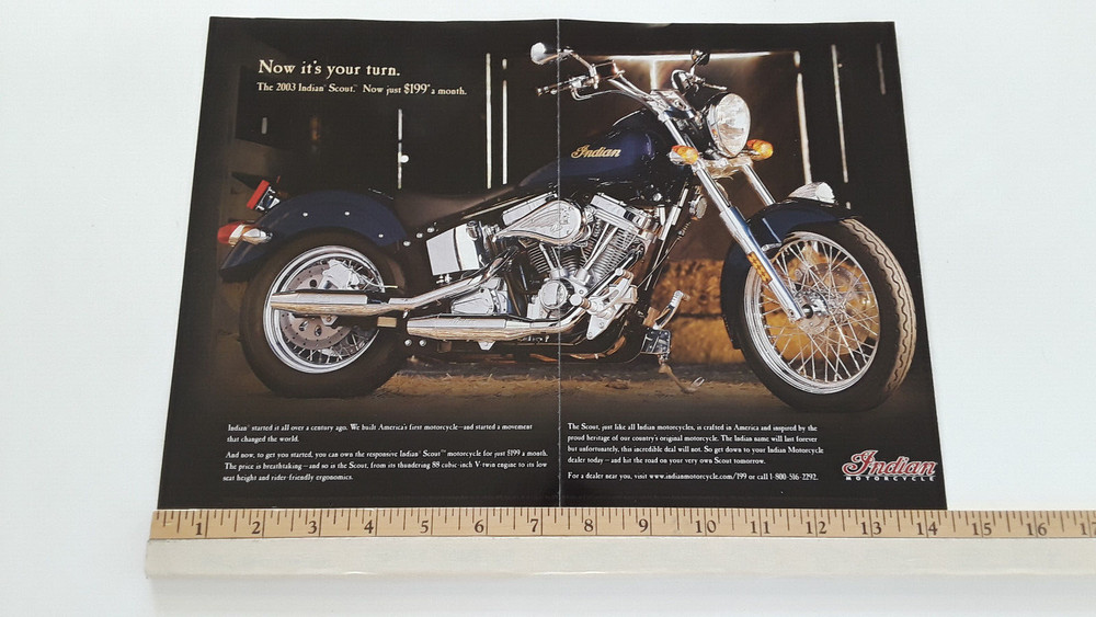 2003 INDIAN SCOUT ORIGINAL 2 PAGE AD