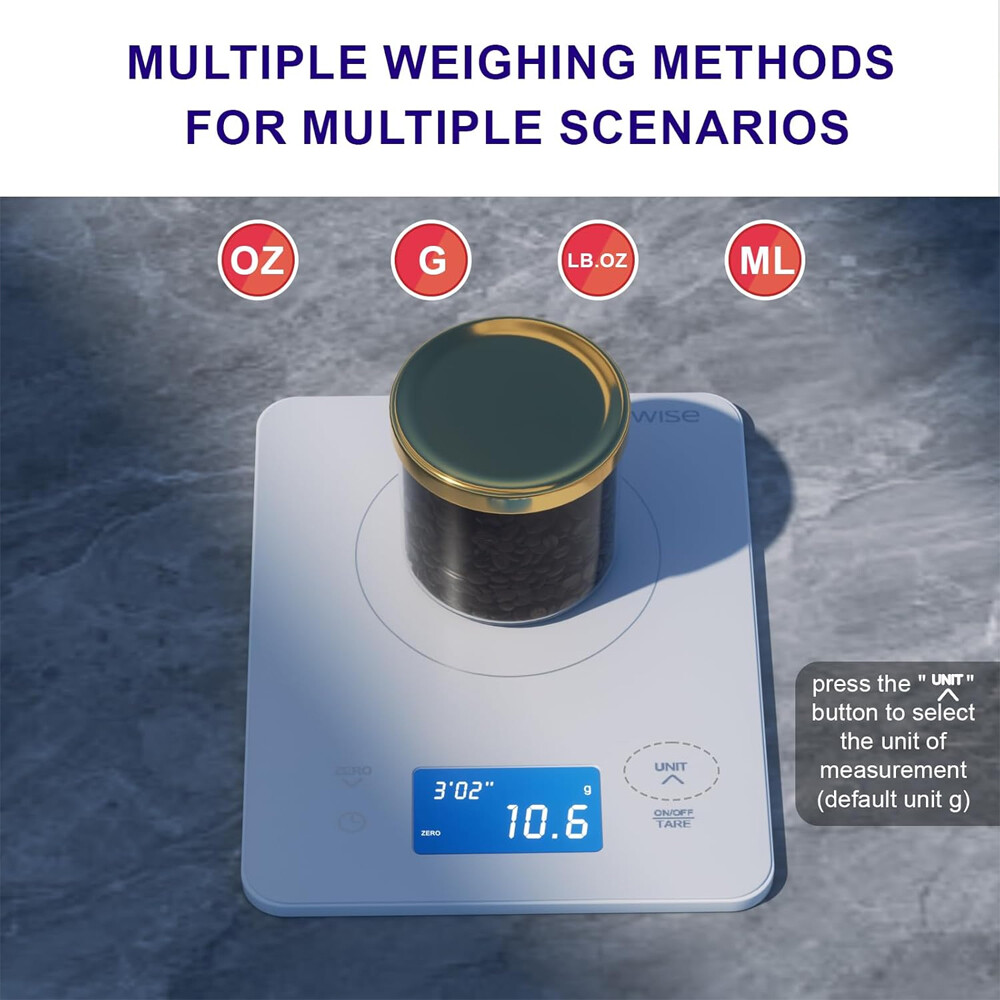 Digital Coffee Scale with Timer Upgraded Version Coffee Scale 2000g x 0.1g White