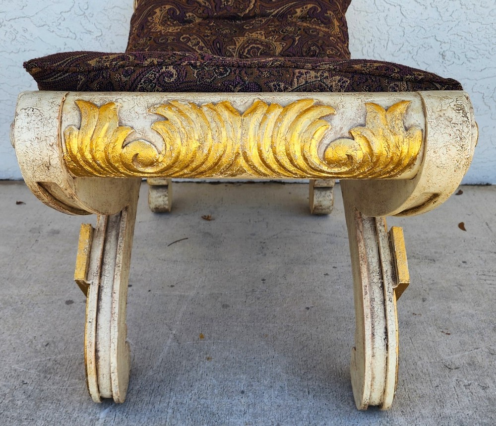French Empire Gilt Gold Leaf Bench Oversized 48"