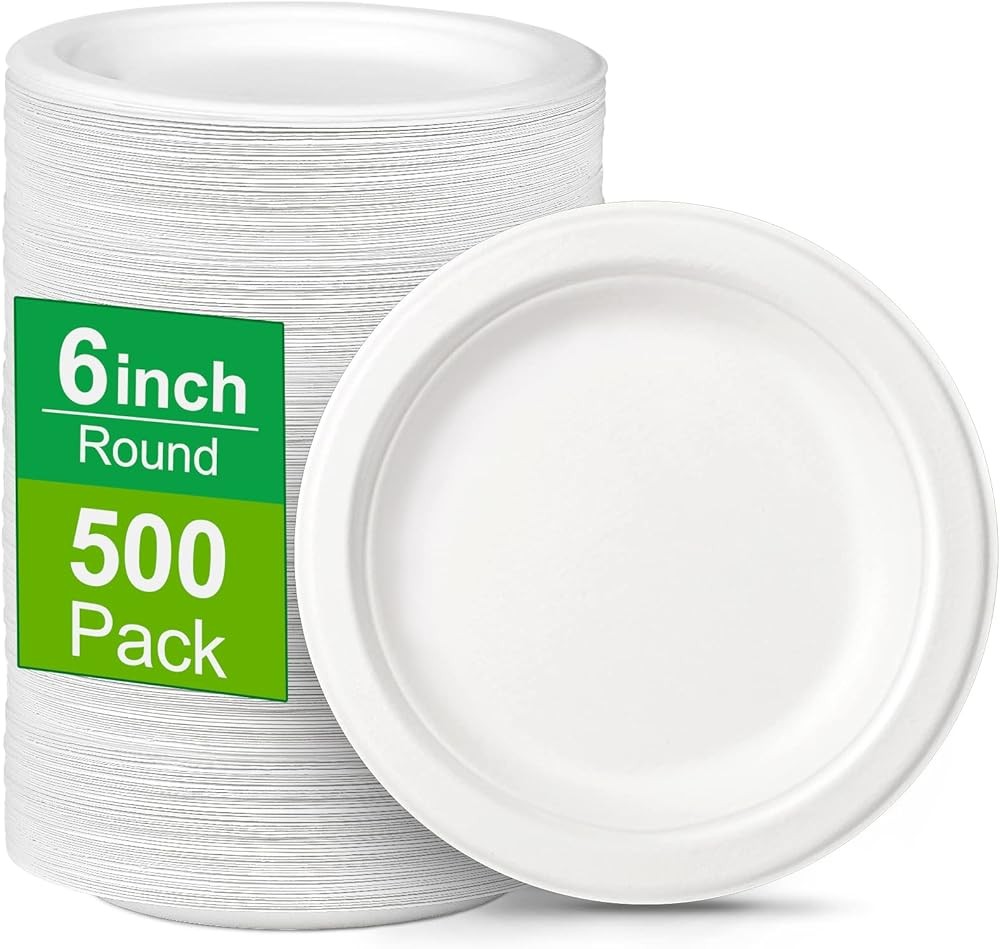 Small Paper Plates 6 inch, Plates Bulk,  postable Disposable
