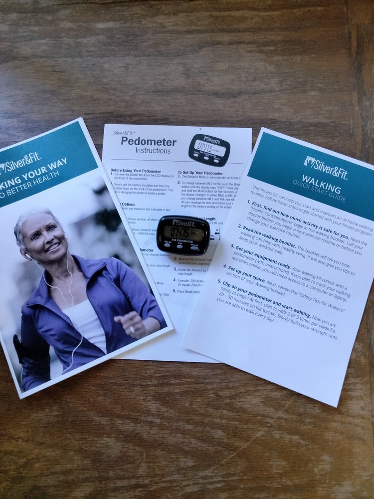 Silver and Fit New Black Pedometer