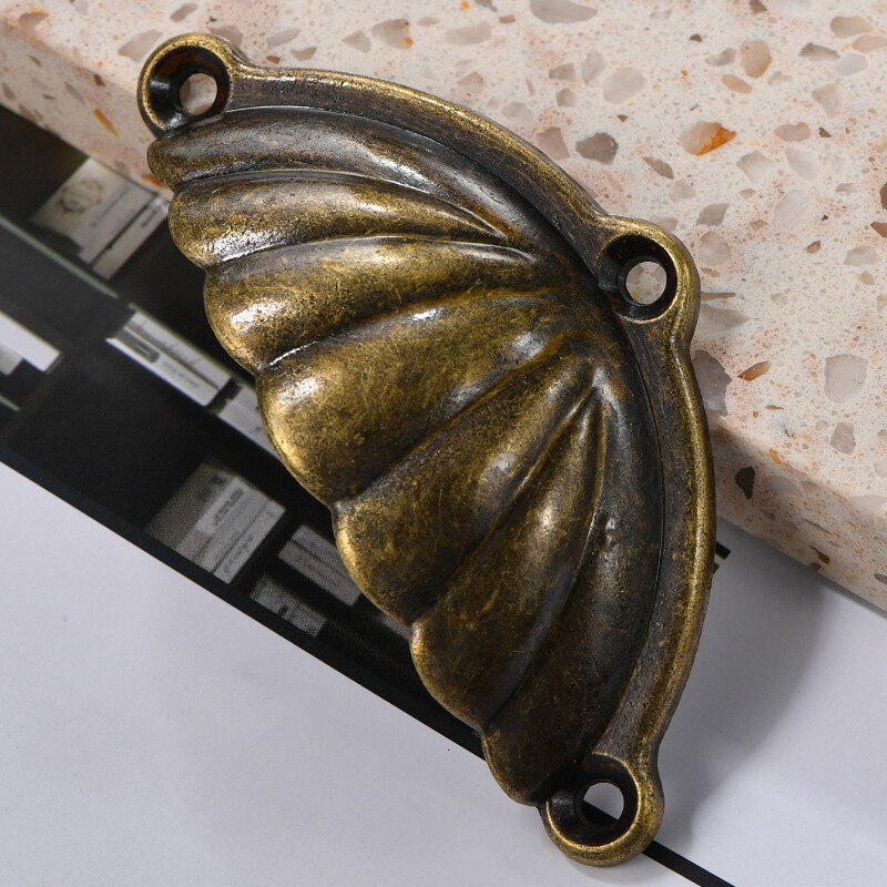 6pcs Shell Shape Antique Handle Drawer Pulls Alloy Handle Cabinet Hardware Decor