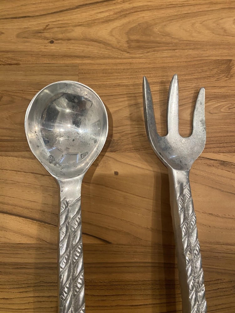 Seashell Servers Serving Spoon Fork Aluminum Large Beach Conch Coastal Silver