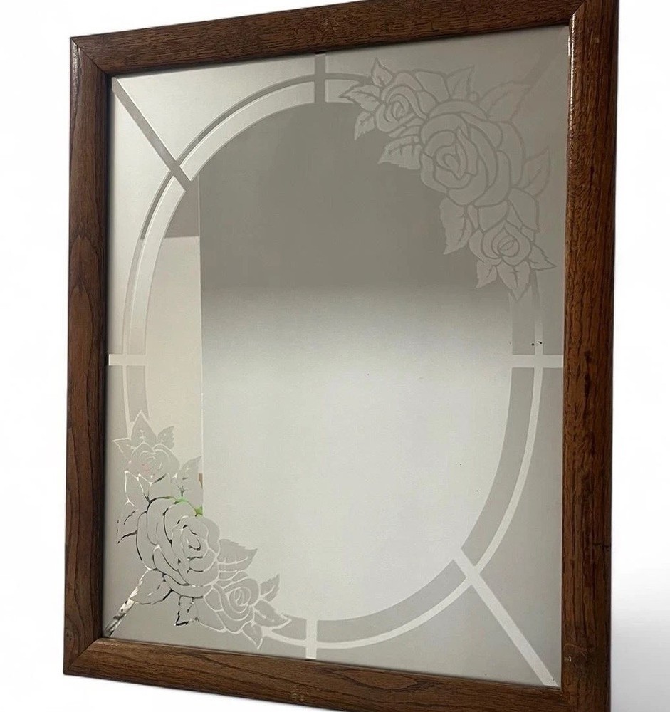 Vintage Rose Frosted Mirror