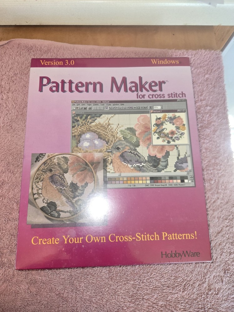 NEW HobbyWare Pattern Maker for Cross Stitch Version 3.0 Windows Program CD