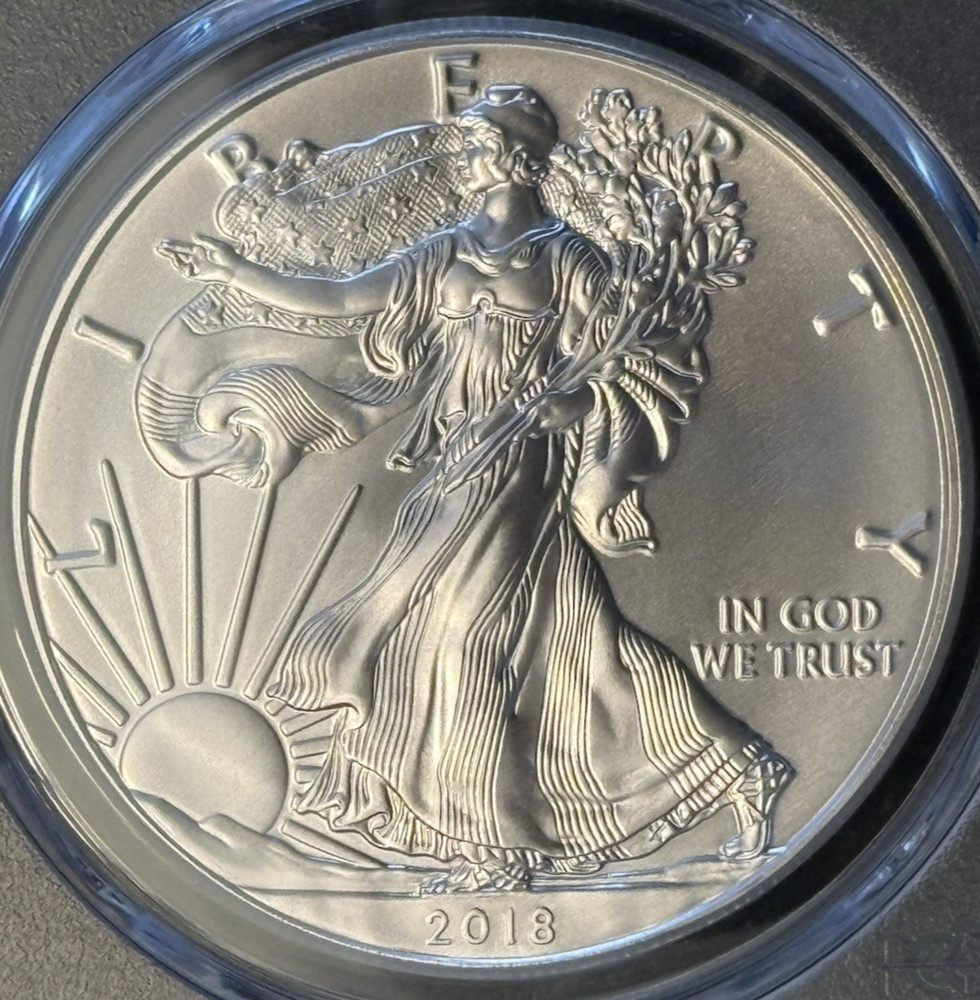 2018 Silver Eagle PCGS MS70 FIRST STRIKE (Flag Label)