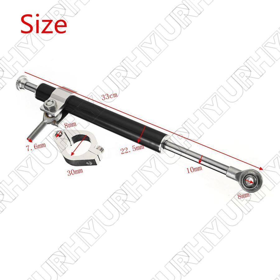 330mm Black Motorcycle Universal Aluminum Steering Damper Stabilizer Linear