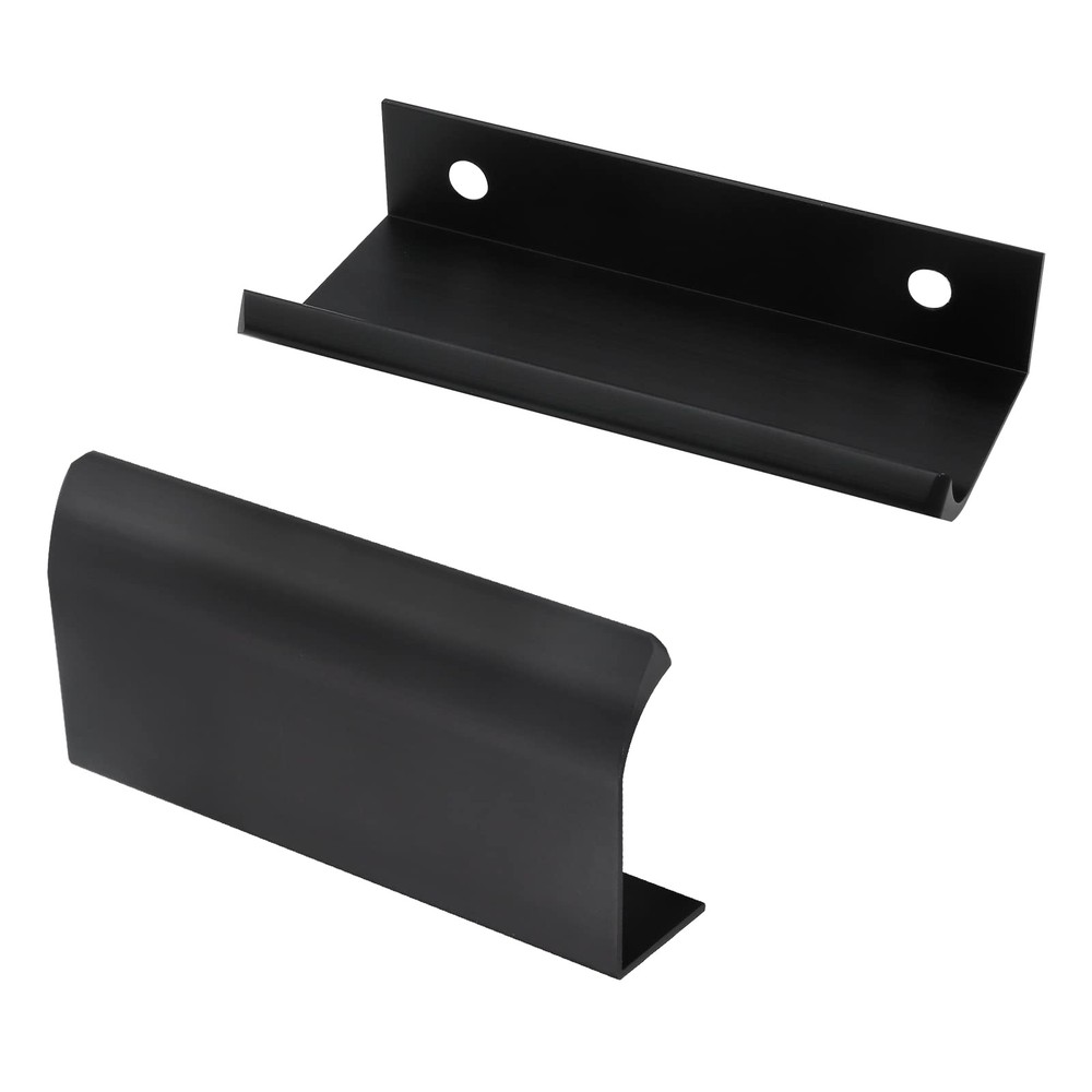 2 PCS Black 80mm/3.15" Back Mount Finger Edge Pull Hidden Cabinet Handle