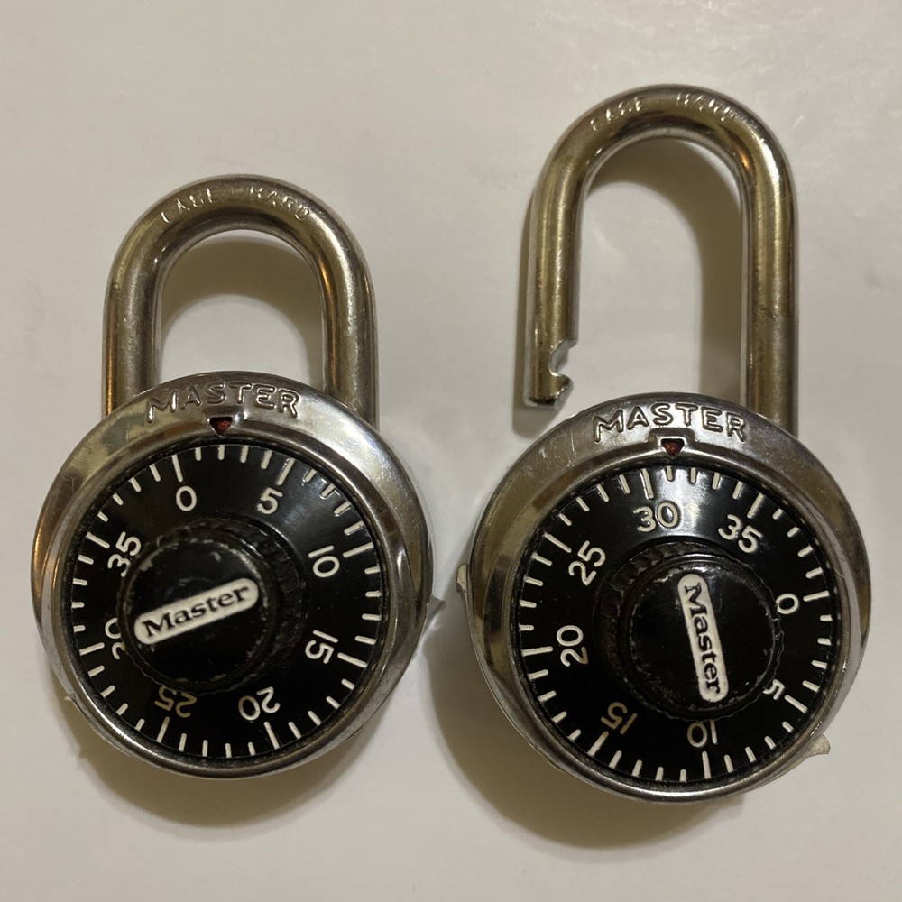 2 Master Lock Black Combination Padlocks Tested Working Security Locks