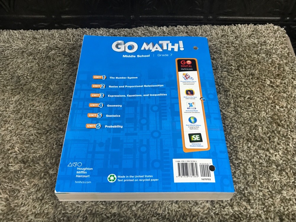 Go Math Middle School Grade 7 Text Book Common Core Edition