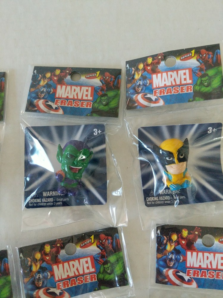 12 Marvel Character Erasers By Monogram New, Sealed
