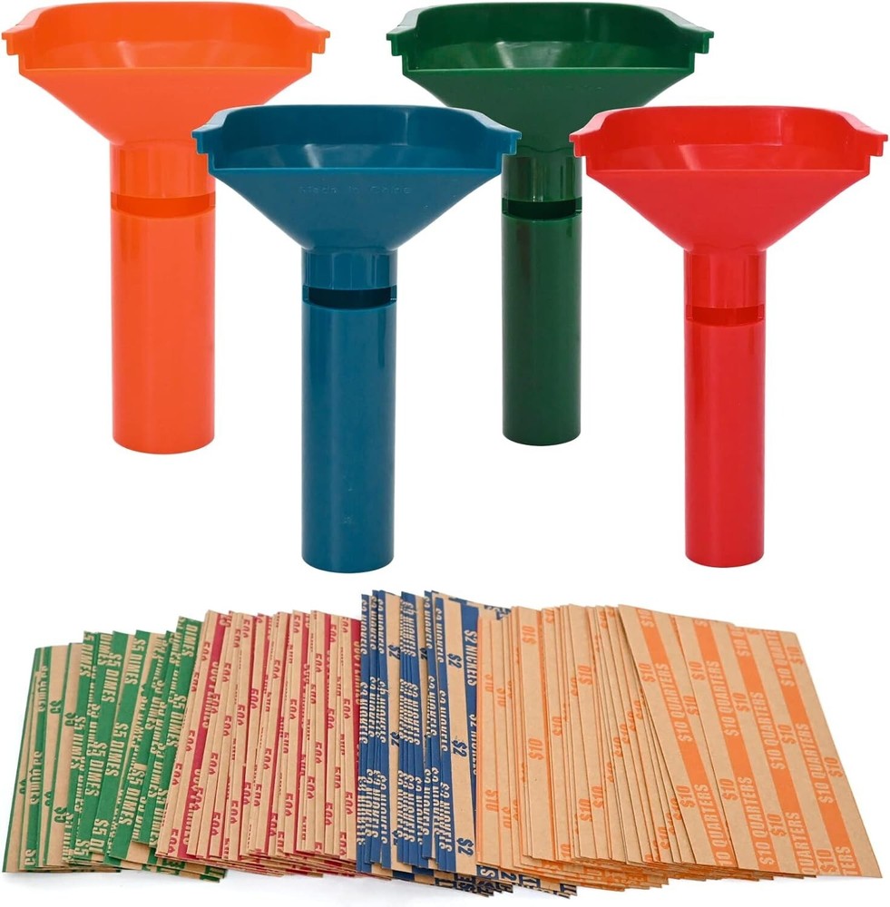 Efficient Coin Organization Set with 150 Assorted Wrappers & Color-Coded Tubes