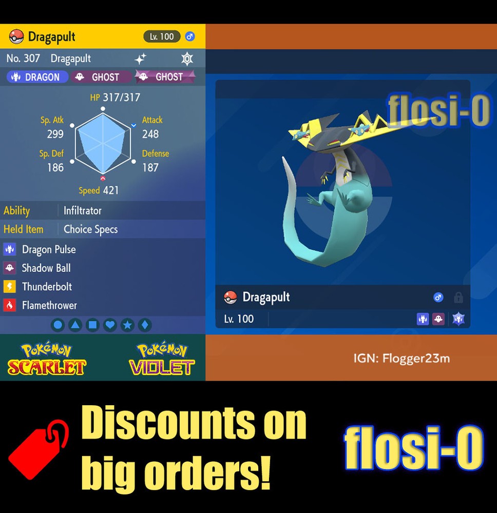 6IV Shiny Dragapult Pokemon Scarlet and Violet