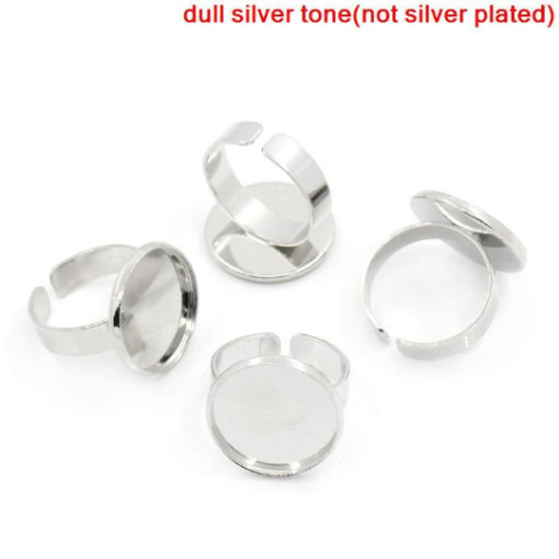 10 pcs. Silver Tone ADJUSTABLE Cabochon Setting Bezel RING bases settings – Ring