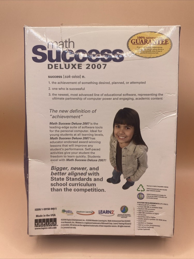 Math Success Deluxe 2007 • PC CD-ROM • Grades 4-12 • Topics Education
